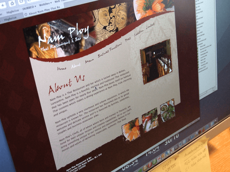 Nam Ploy Thai restaurant website design.